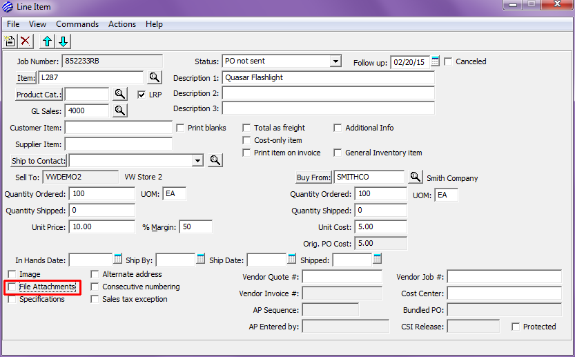 File Attachment on Line Item